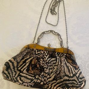 Evening antique gold hand bag&carry chain
